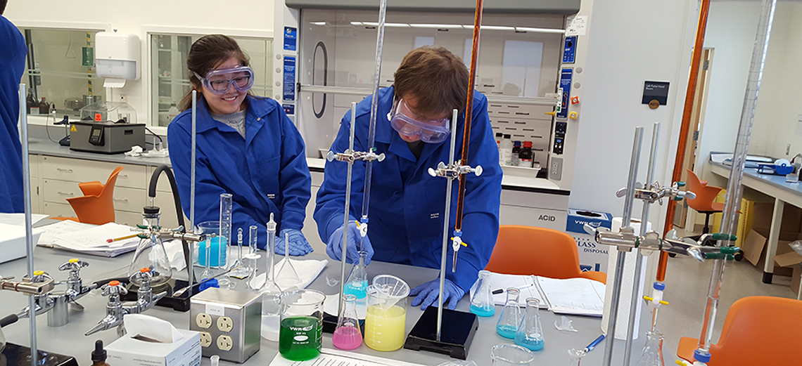 Students working in organic chemistry lab
